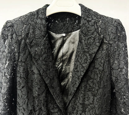 elvira v-neck Lace Blazer set in black