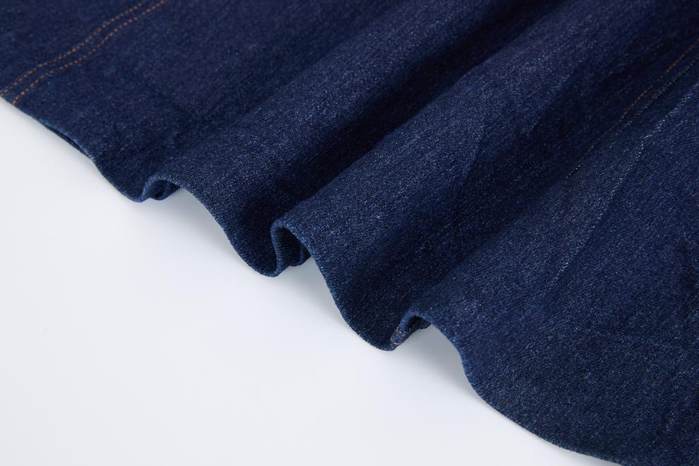 Dark Blue Denim Fit-and-Flare Midi Dress