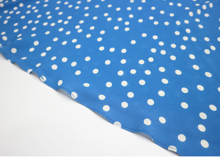 lyuba polka dot Lace-trimmed V-neck maxi dress in blue