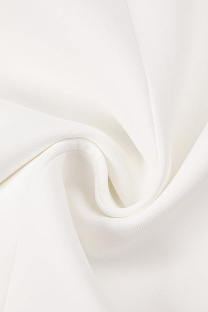 v-neck cutout backless crepe halter dress - white