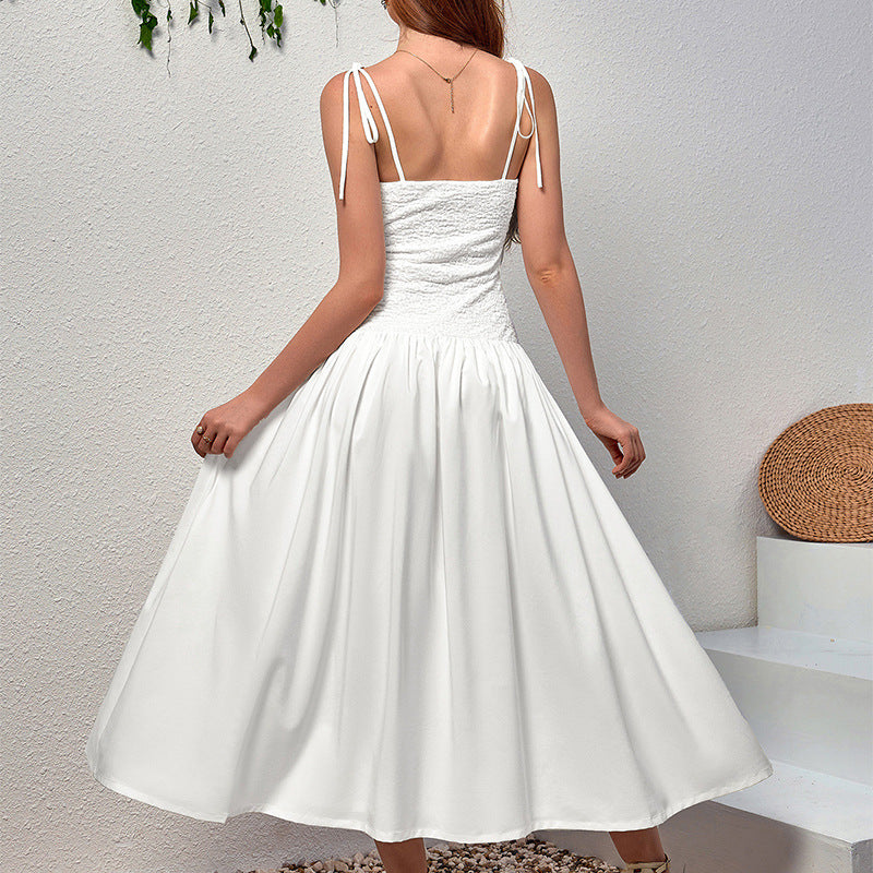 Twist Bust Textured Cami Flowy Midi Dress