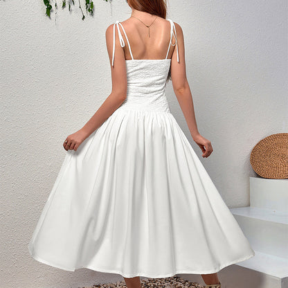 Twist Bust Textured Cami Flowy Midi Dress