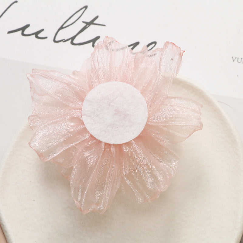 Photography: Princess hair accessories, lightweight organza, peach pink floral DIY, handmade mesh hair tie, claw clip, women's clothing accessories