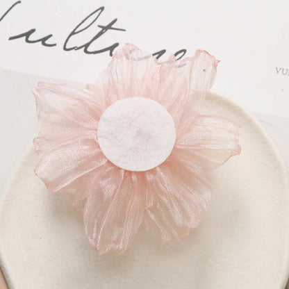 Photography: Princess hair accessories, lightweight organza, peach pink floral DIY, handmade mesh hair tie, claw clip, women's clothing accessories