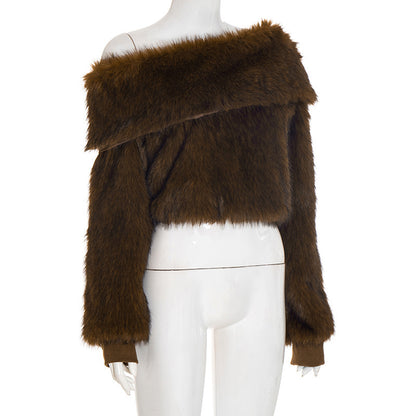 stacey One Shoulder Furry Top