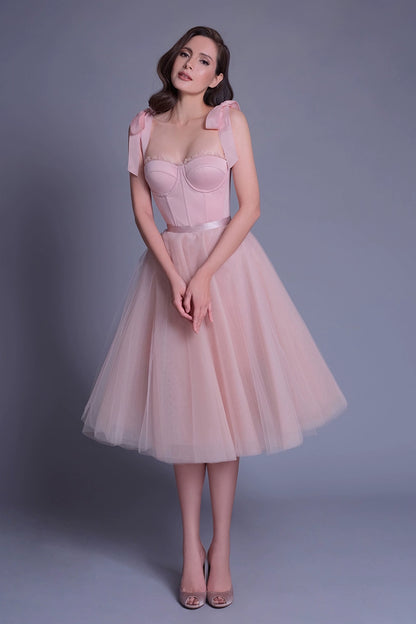 pink umbrella midi dress