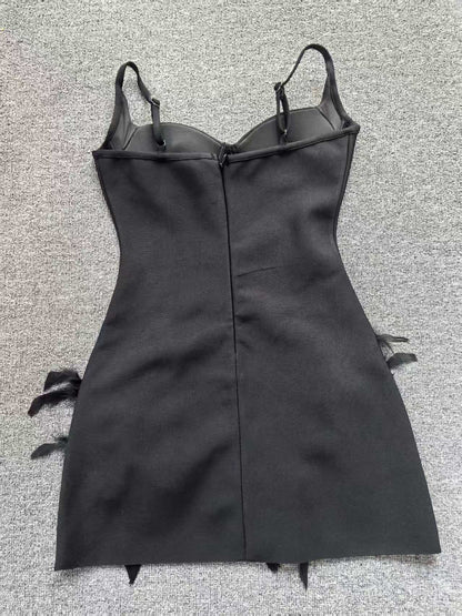 black heavy stretch knit bodycon dress