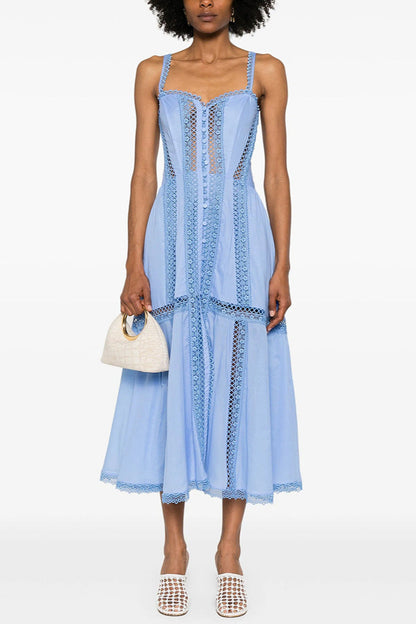 lillian embroidered hollow tube top maxi dress