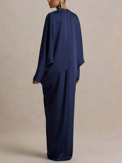 Satin Batwing Sleeve Maxi Kaftan Dress