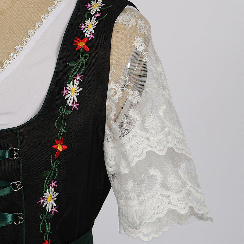 Black Woven cotton-synthetic blend Fit-and-flare Dirndl dress set