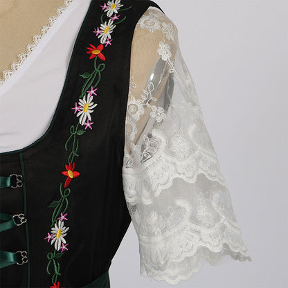 Black Woven cotton-synthetic blend Fit-and-flare Dirndl dress set