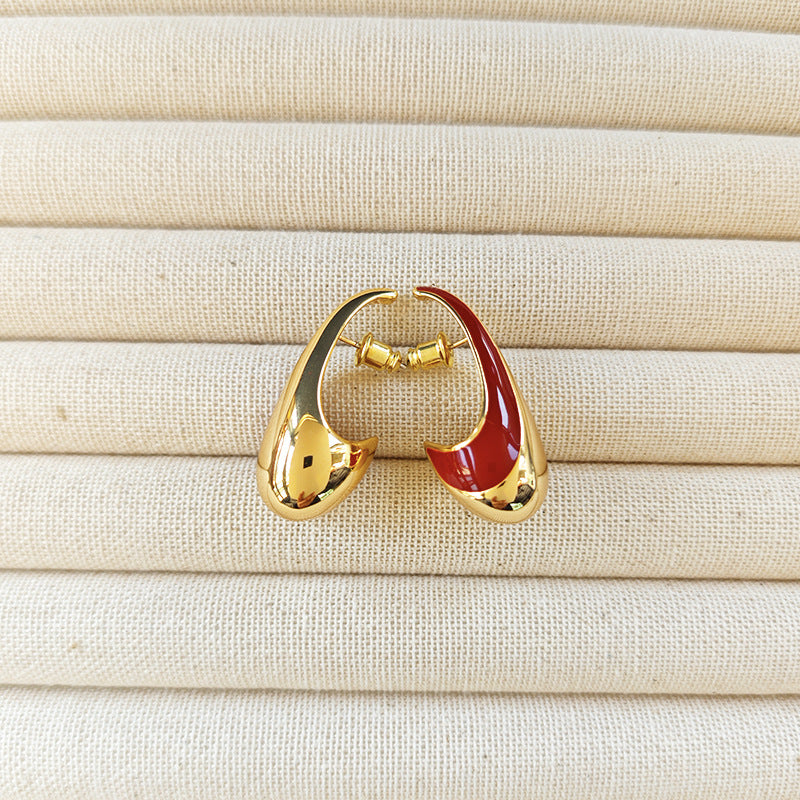 retro gold- red earring