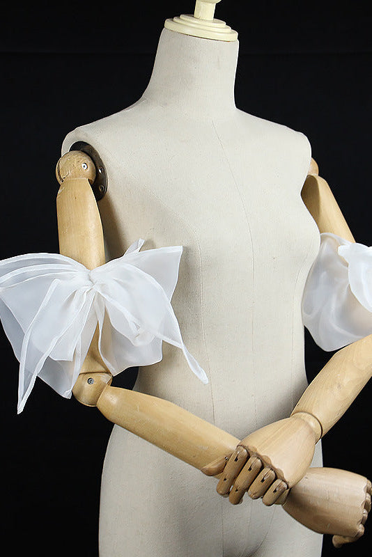 Organza Giant Bow Detachable Short Arm Cuffs