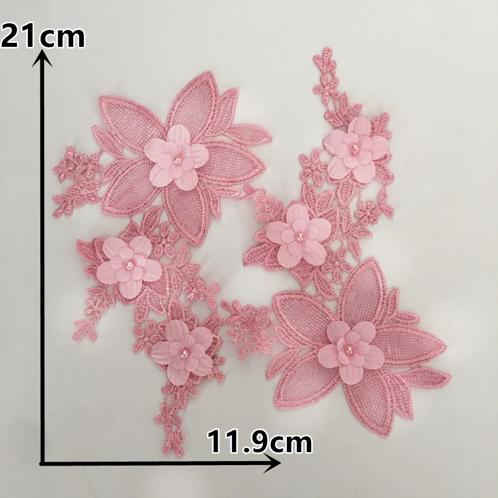 Computerized embroidery lace collar pair flower handmade DIY imitation pearl lace clothing accessories appliqué spot wholesale