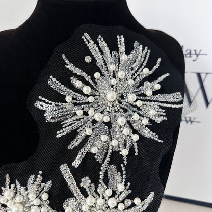 Internet celebrity fashionable handmade DIY floral sequin wedding dress collar flower bead lace embroidery decorative accessories and decals