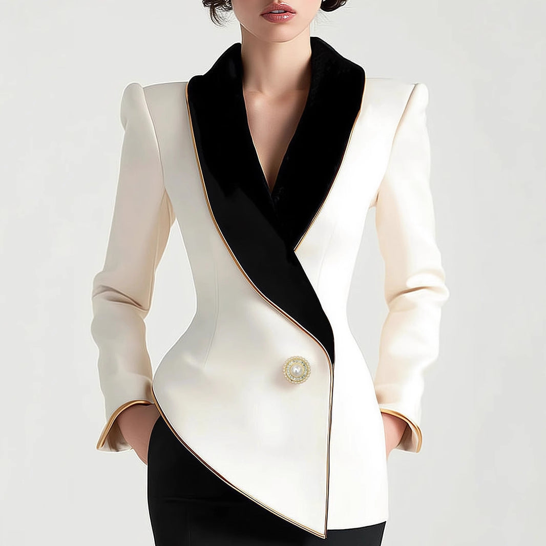 Irregular long sleeves slim suit jacket