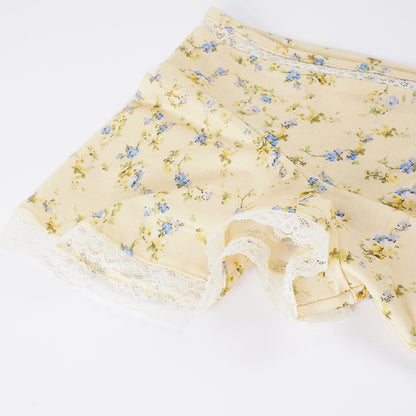 Cream Ditsy Floral Maxi Dress with Fitted Bodice and Flared Paneled Skirt