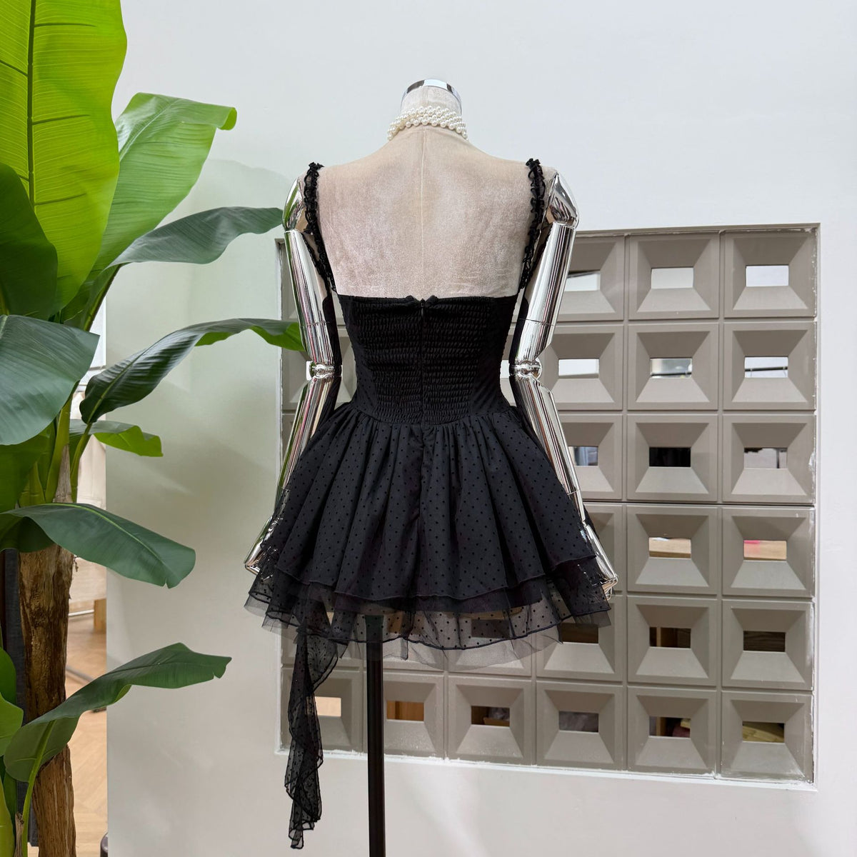 Black Tulle Fit-and-Flare Mini Dress