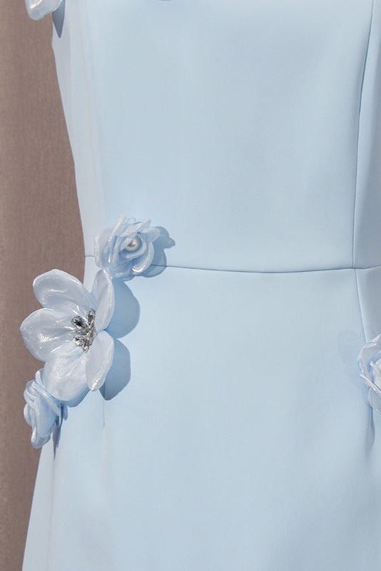 sabrina 3d flower Midi Dress in Blue
