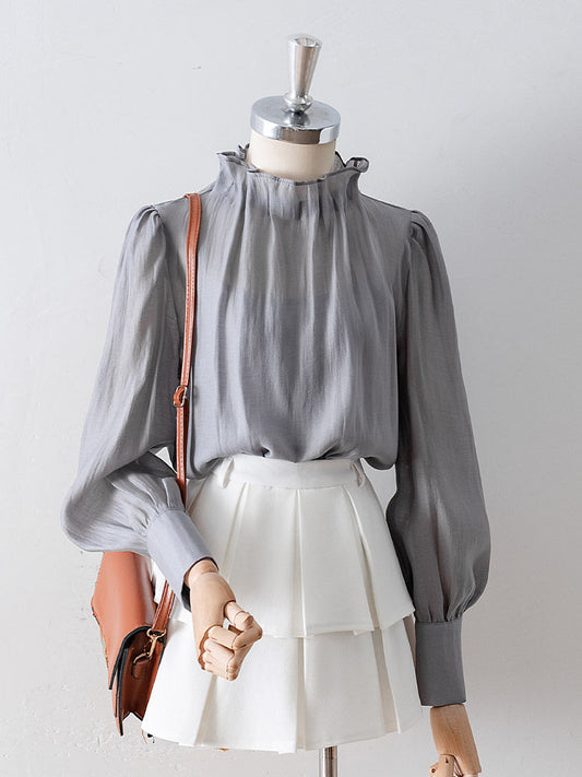 White High Waist Double Layer Pleated Mini Skort Sweet Office A Line Short Skirt