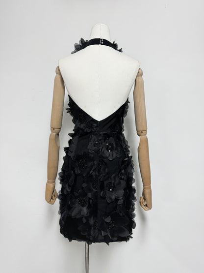 Cherry Blossom Mini Dress in Black