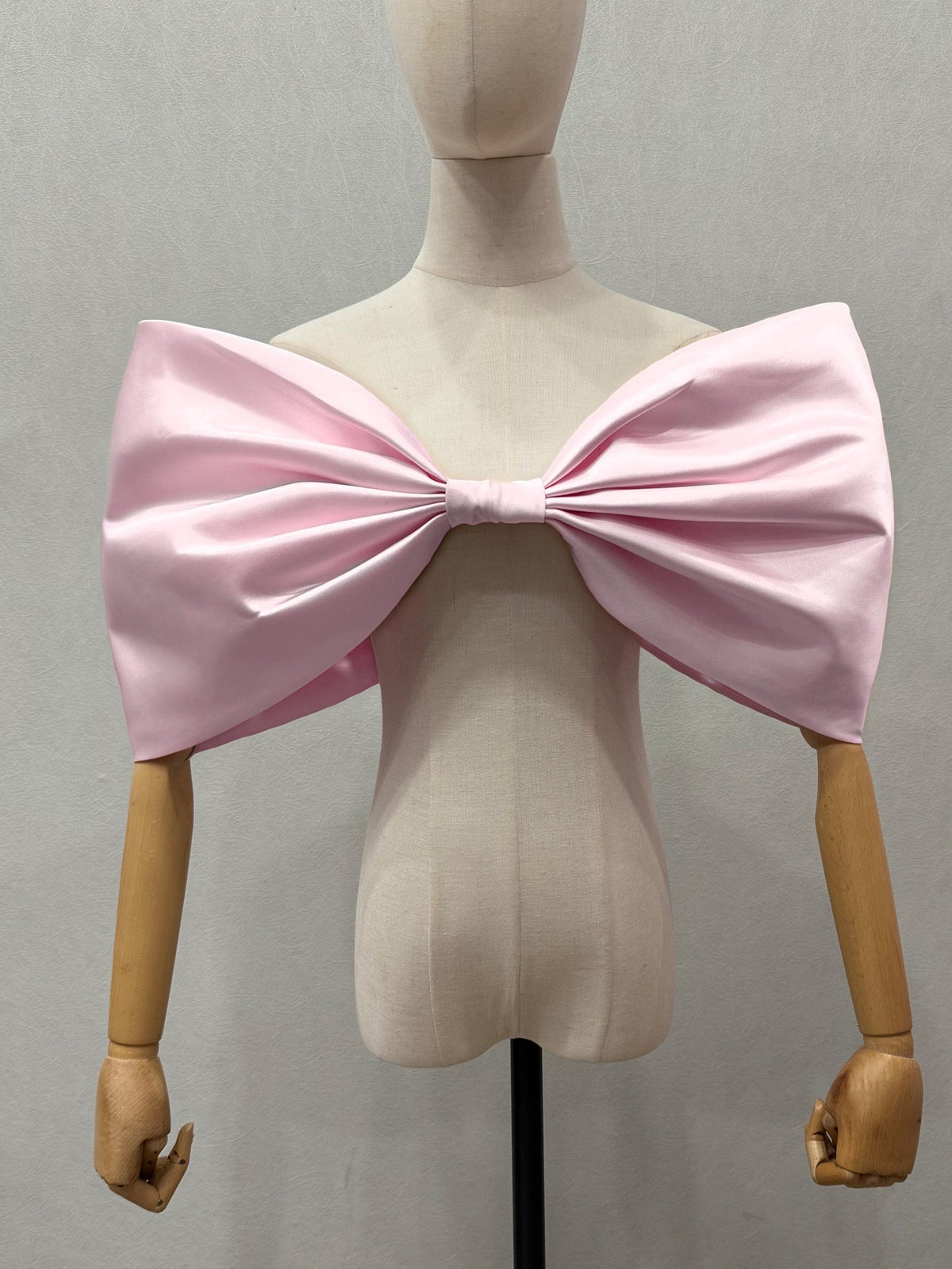 Oversized Solid White Satin Giant Bow Bridal Shoulder Accessory