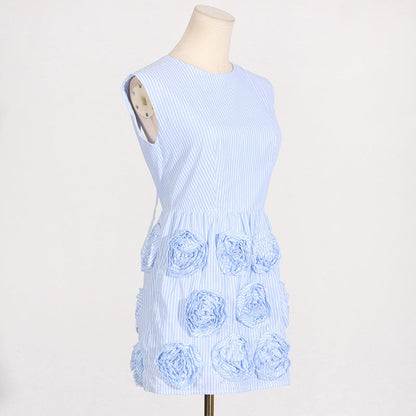 xaviera rose applique mini dress in blue