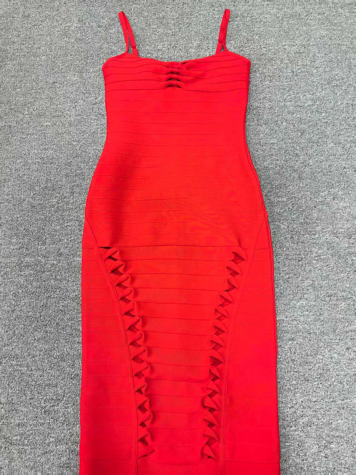 nancy hollow Bandage Maxi Dress in red