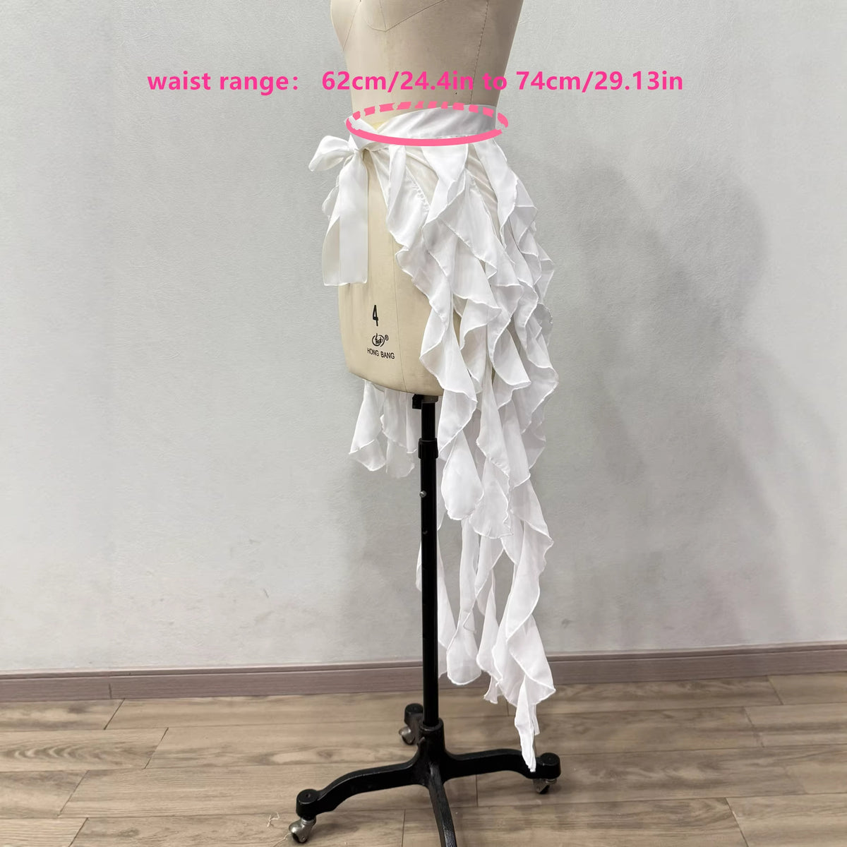 Multi-Layer Cascading Ruffle Asymmetric Streamer Chiffon Skirt