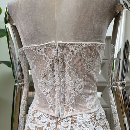 White Lace Bodycon Two-Piece Set