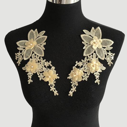 Computerized embroidery lace collar pair flower handmade DIY imitation pearl lace clothing accessories appliqué spot wholesale