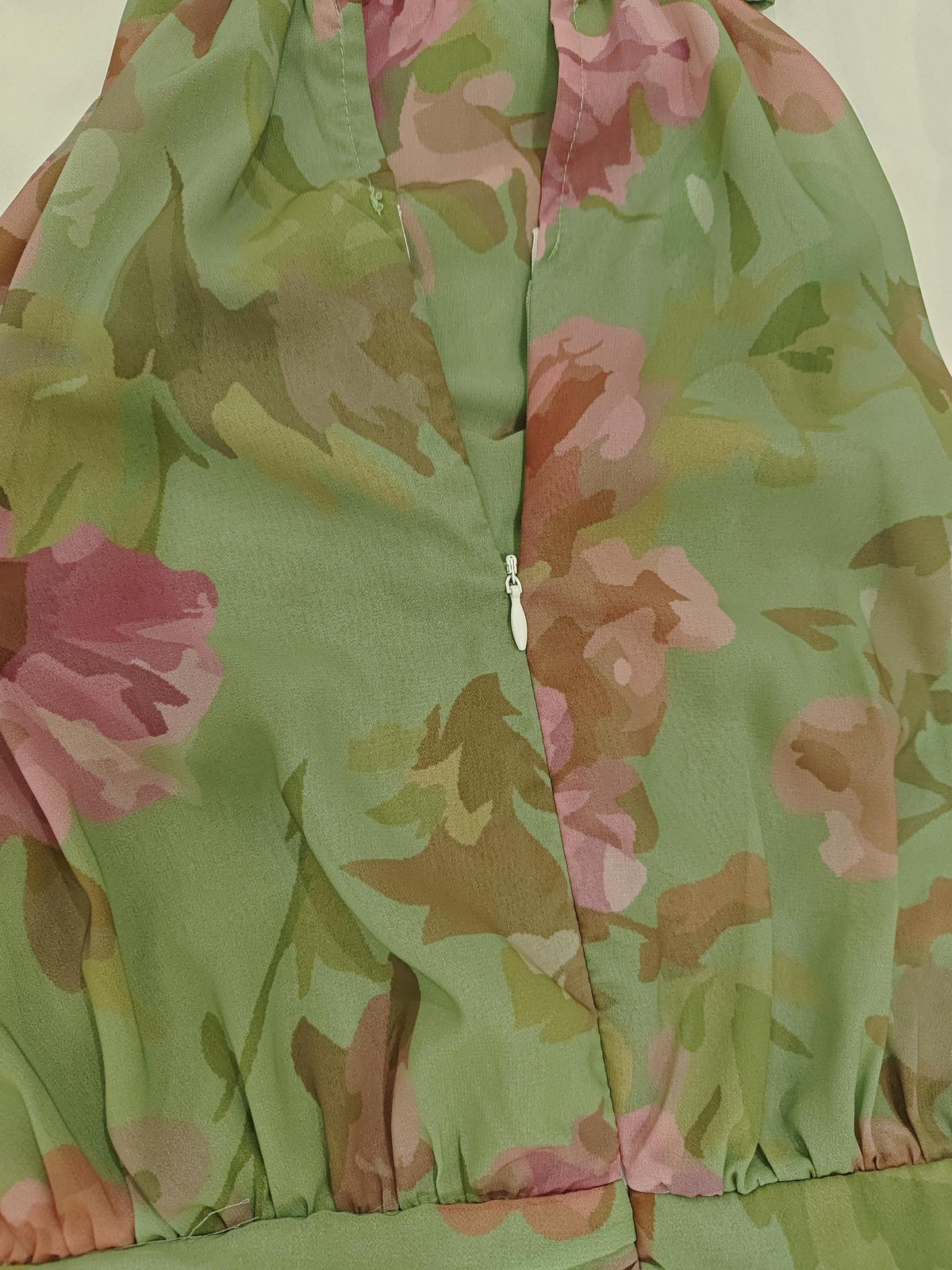 olive green chiffon a-line dress