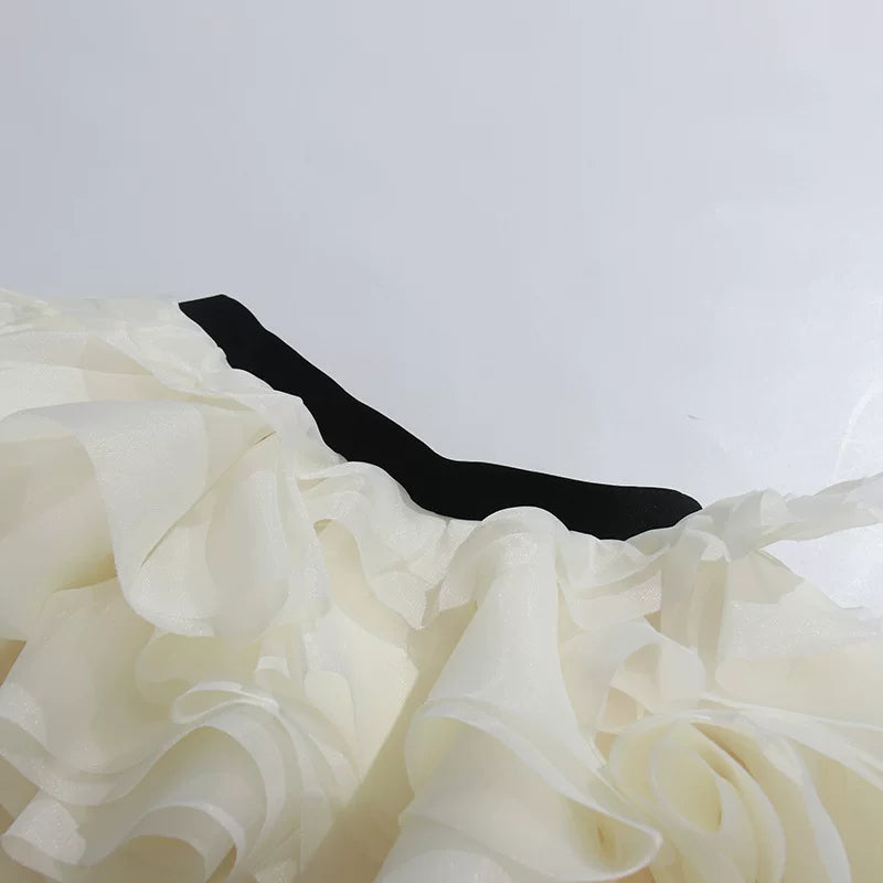 Strapless Black Lace Corset Ruffle Tulle Mini Dress