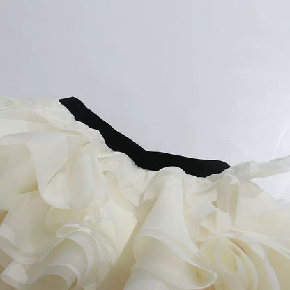 Strapless Black Lace Corset Ruffle Tulle Mini Dress