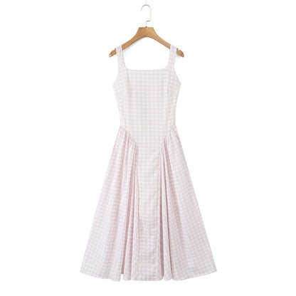 Sherrie Midi Dress - Blush Gingham