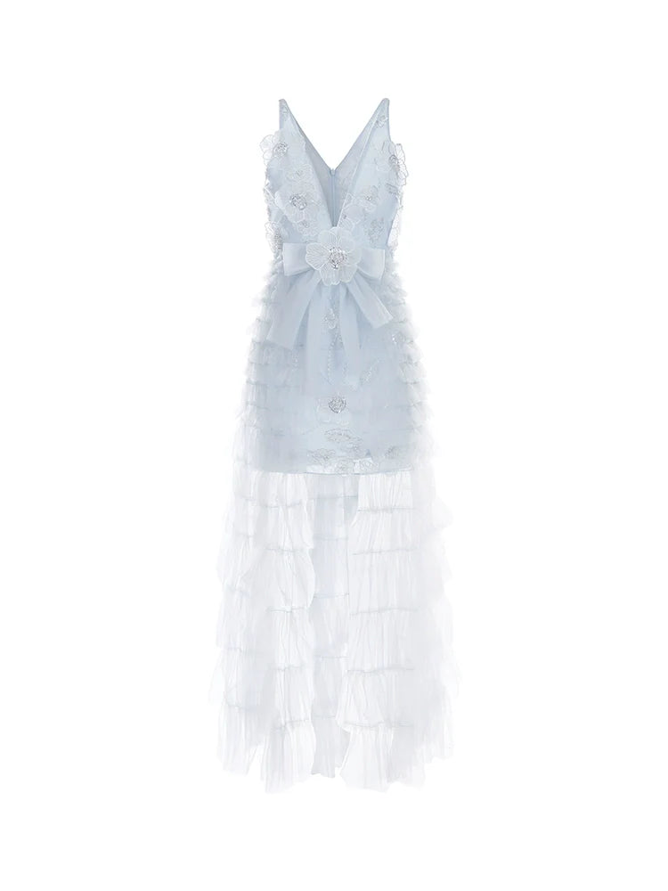 Vivi Light Blue Sleeveless Chiffon Banquet Dress
