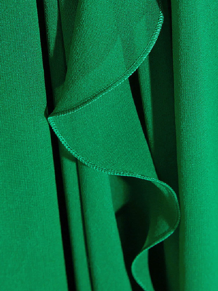 green V-neck ruffle maxi dress