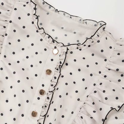 Polka Dot Ruffle Sleeve Midi Dress