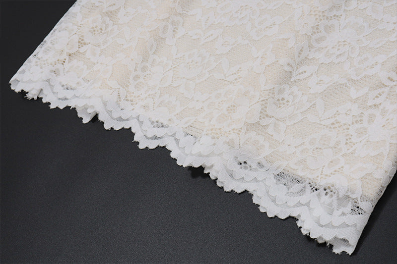 White Floral Lace One-Shoulder Column Gown