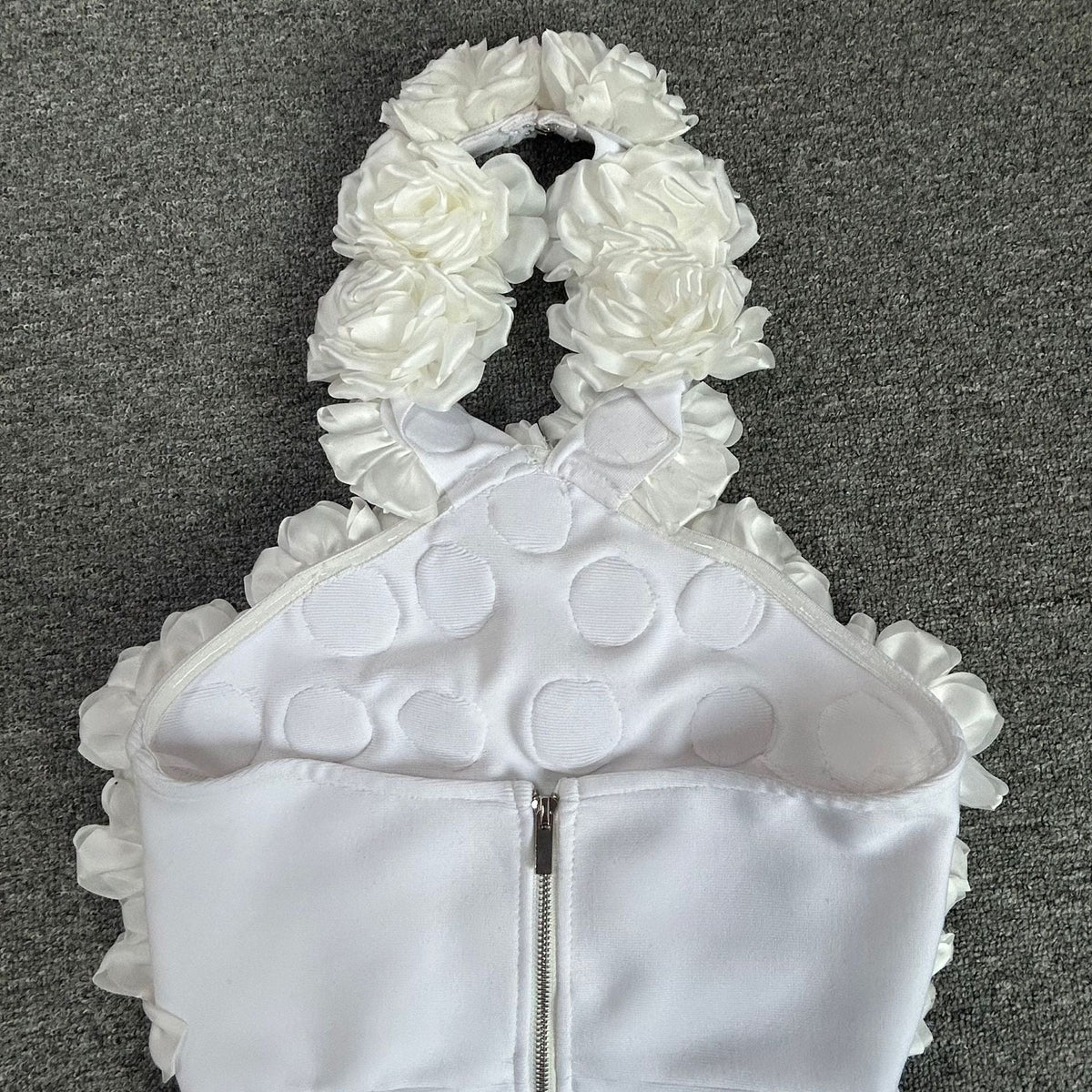 flower bandage midi dress in white