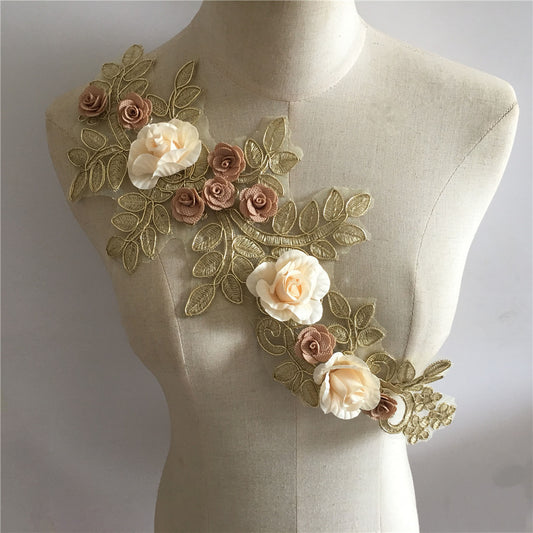 Three-dimensional embroidered polyester collar floral decoration, hollow lace floral DIY sewing lace collar clothing accessories