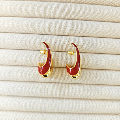 retro gold- red earring