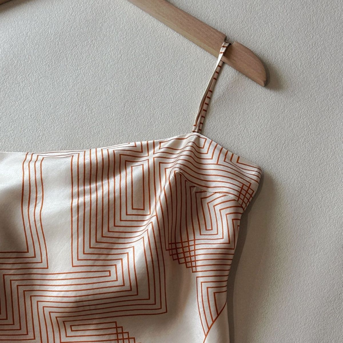 Cream Satin Geometric Handkerchief Camisole Top