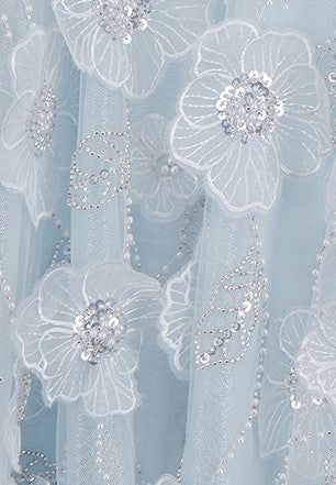 Tutu Light Blue Sleeveless Flower Diamond Short Doll Dress