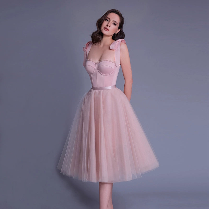 pink umbrella midi dress