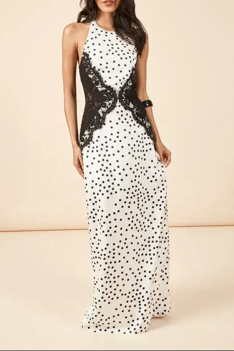 Lace Cutout Halter Midi Dress