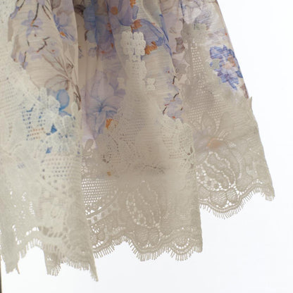 White Chiffon A-Line Tiered Drop-Waist Dress