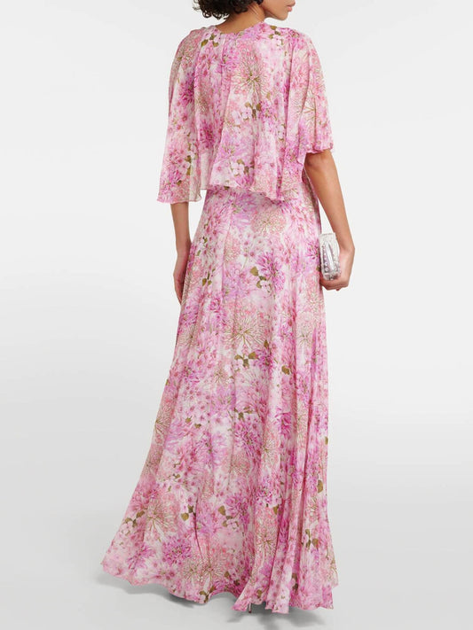 pink floral  maxi dress