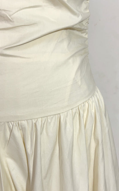 jenny ruched a-line sleeveless midi dress in apricot