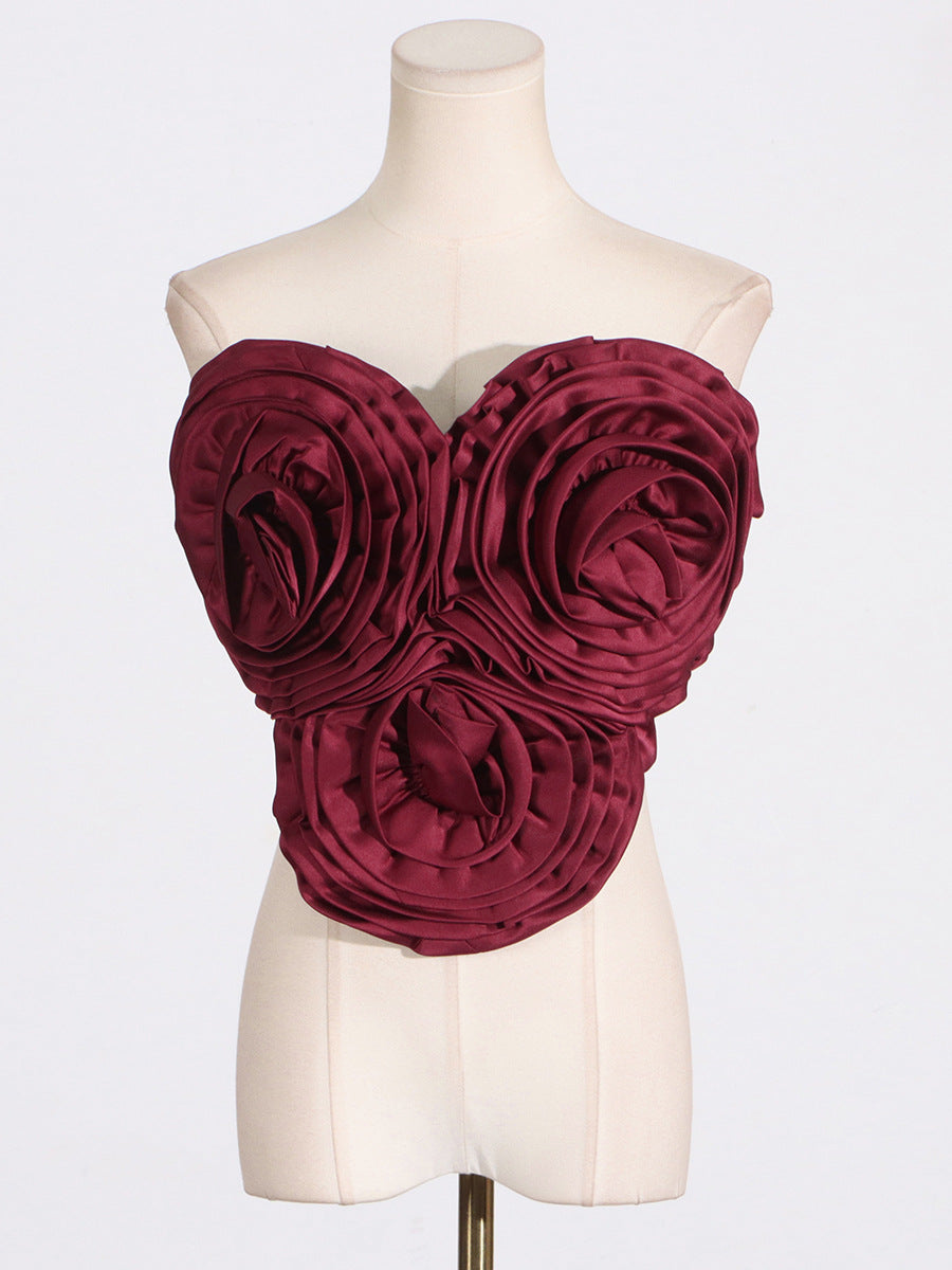 Neela 3d Flower Strapless Waist Mini Dress